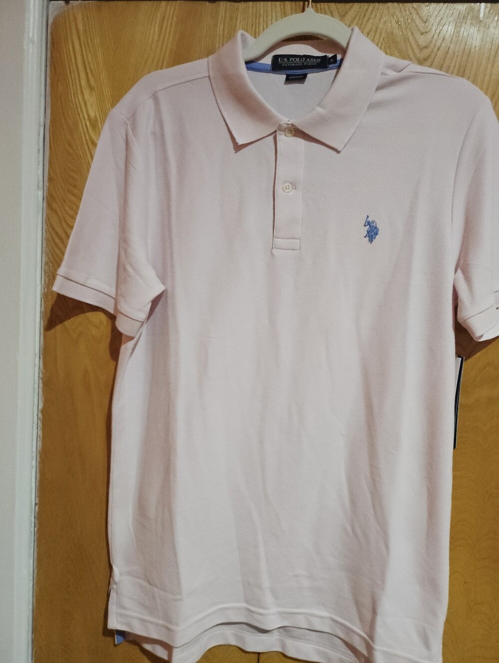 U.S. Polo Assn. Men's Polo Shirt - Pale Pink with Blue Logo